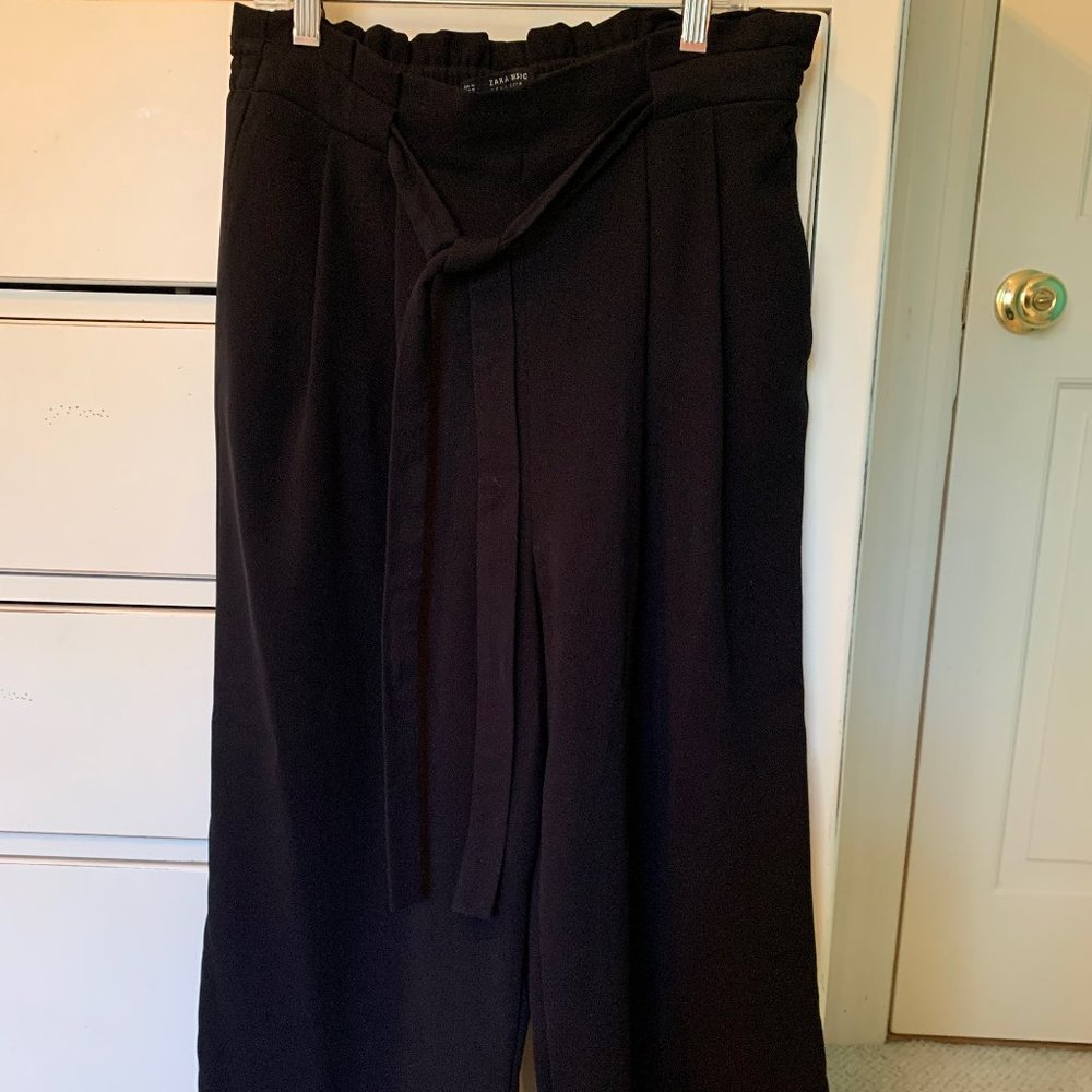Zara | Black Tie Wide Leg Pants